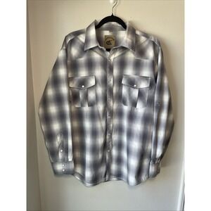 Coevals Club Men's Pearl Snap Western Shirt Roll-Up Tab Sleeves SZ Large